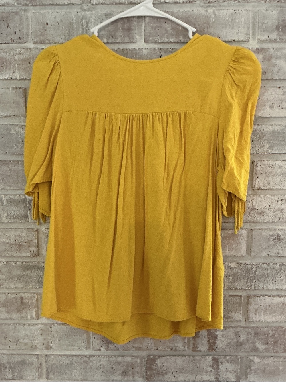 Happy Nature Relaxed puff shoulder vibrant Yellow Top